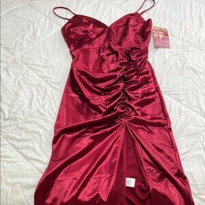 Elegant Red Satin Dress